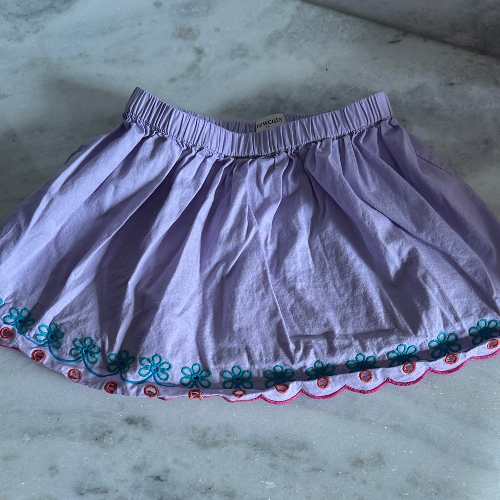 Crewcuts Purple Skirt with Floral Embroidery